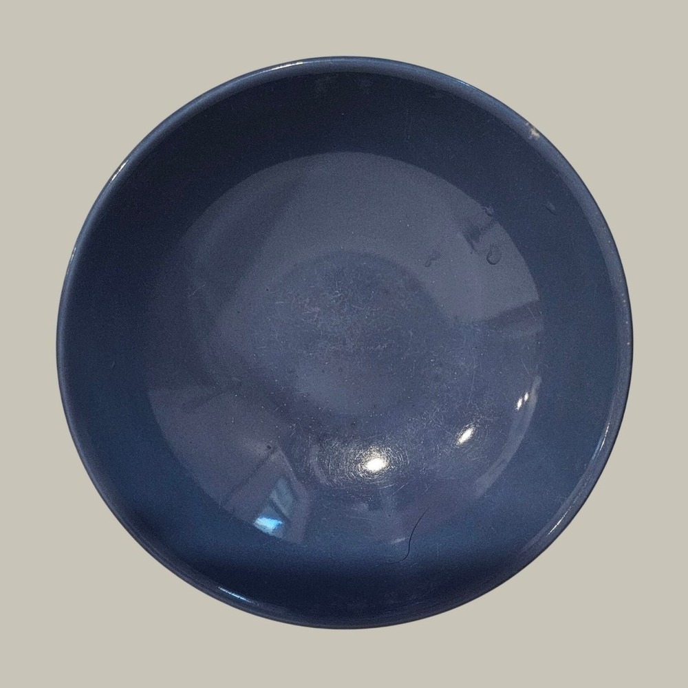Hall China Blue Stoneware Bowl Vintage Made in USA 7.5 Inch Round Serving Dish